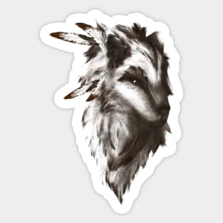 The Native Wolf (brown version) Sticker